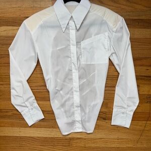 White button up with open back and tie detail